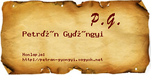 Petrán Gyöngyi névjegykártya